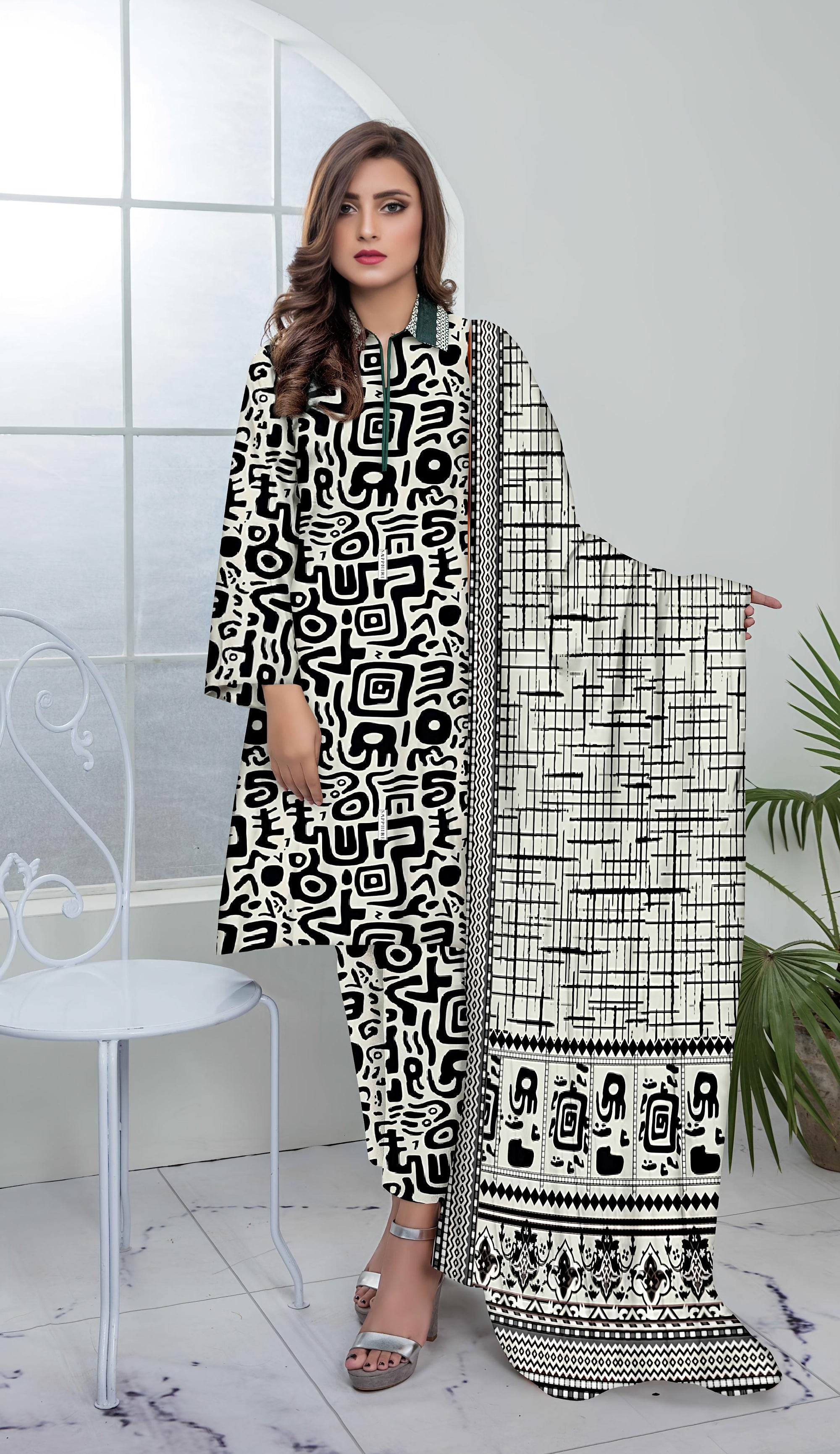 PRINTED LAWN SAPPHIRE COLLECTION 3pc UNSTICHED SP01