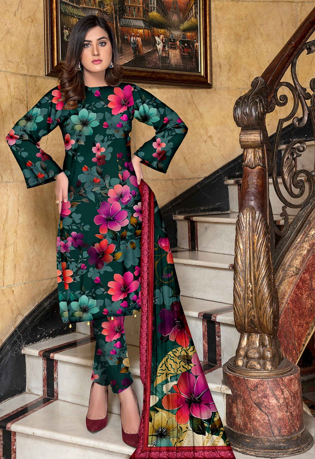 PRINTED LAWN MARIAB COLLECTION 3pc UNSTICHED MB108