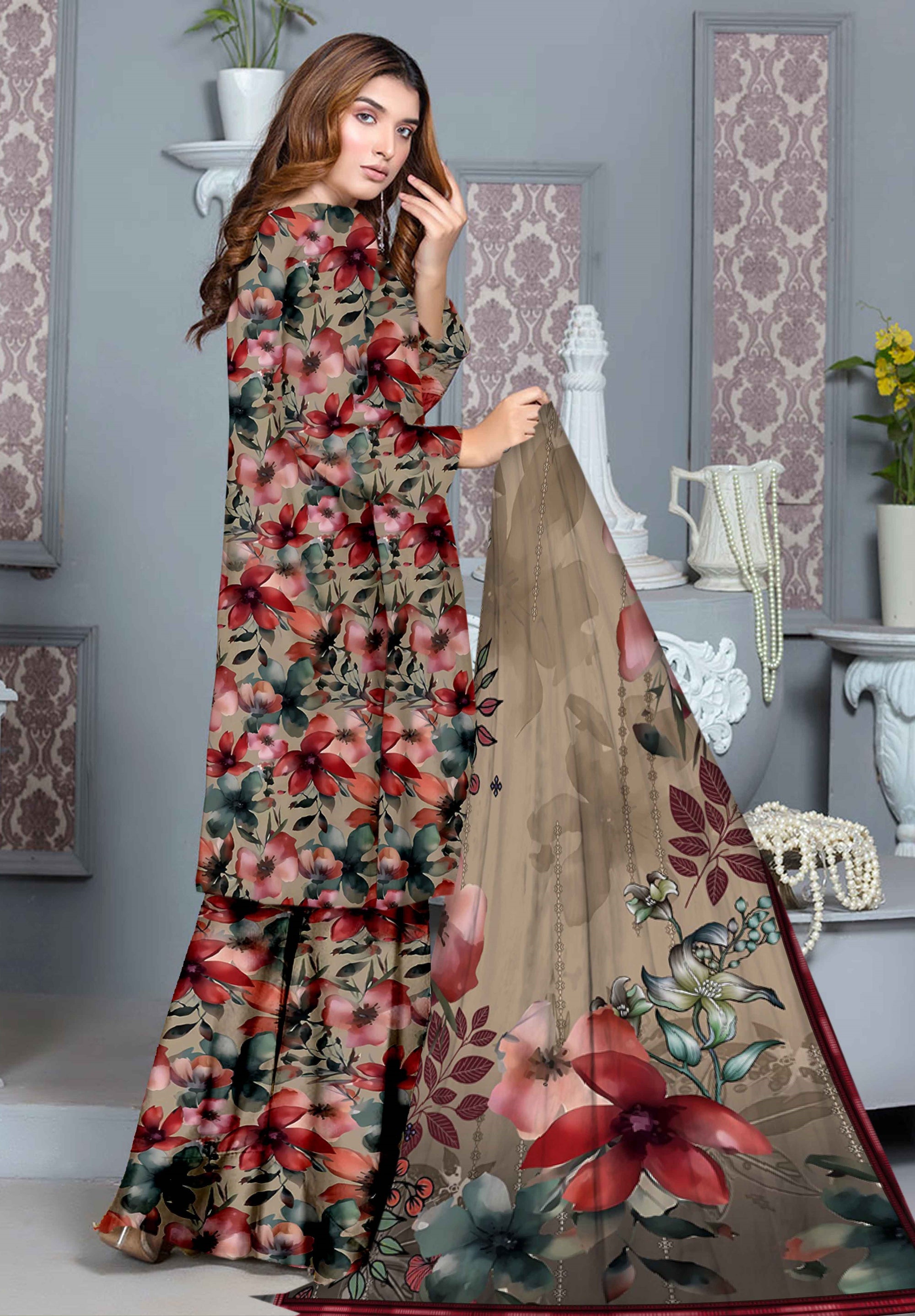 PRINTED LAWN MARIAB COLLECTION 3pc UNSTICHED MB109