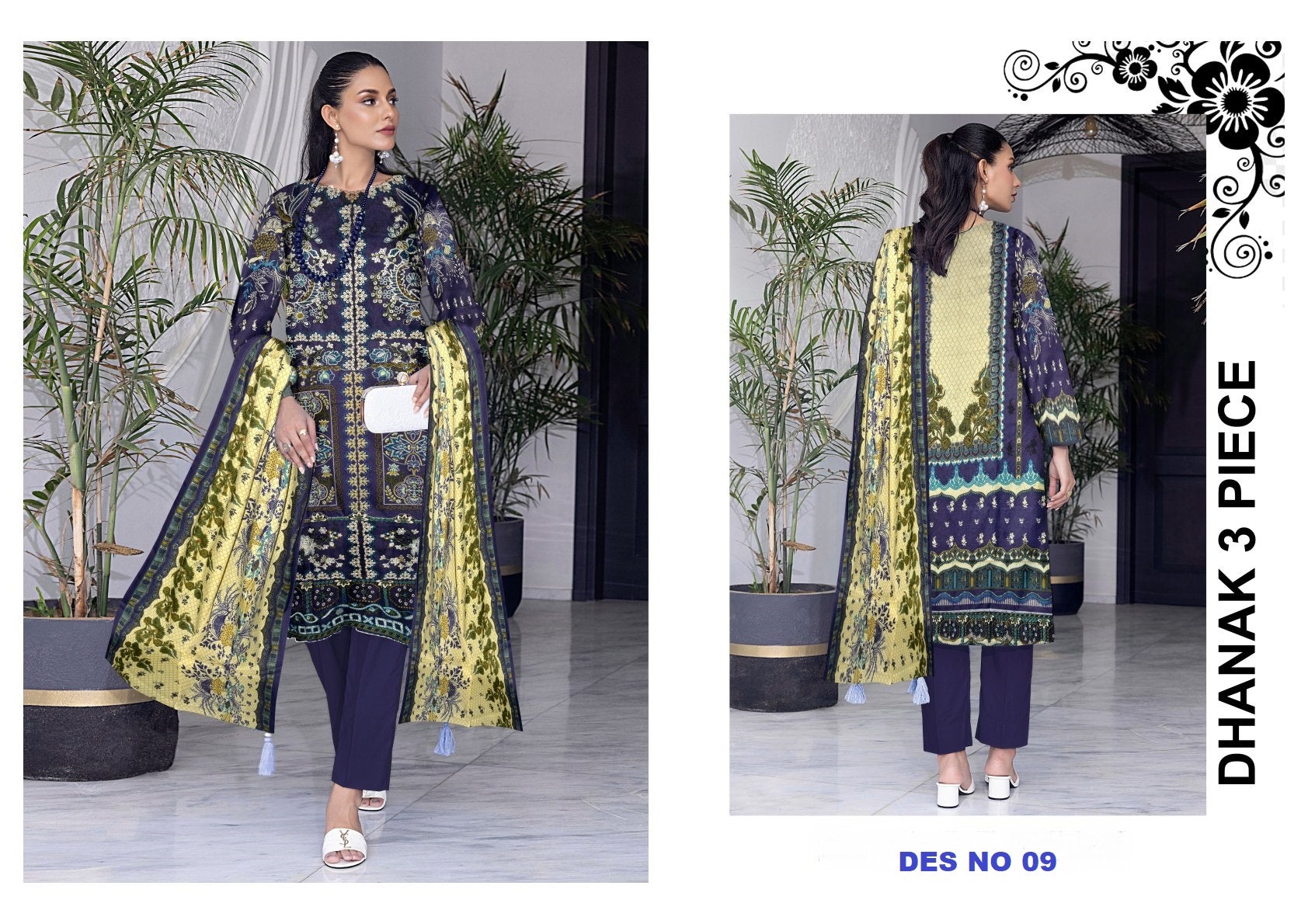 DHANAK EMBROIDERY COLLECTION 3PC