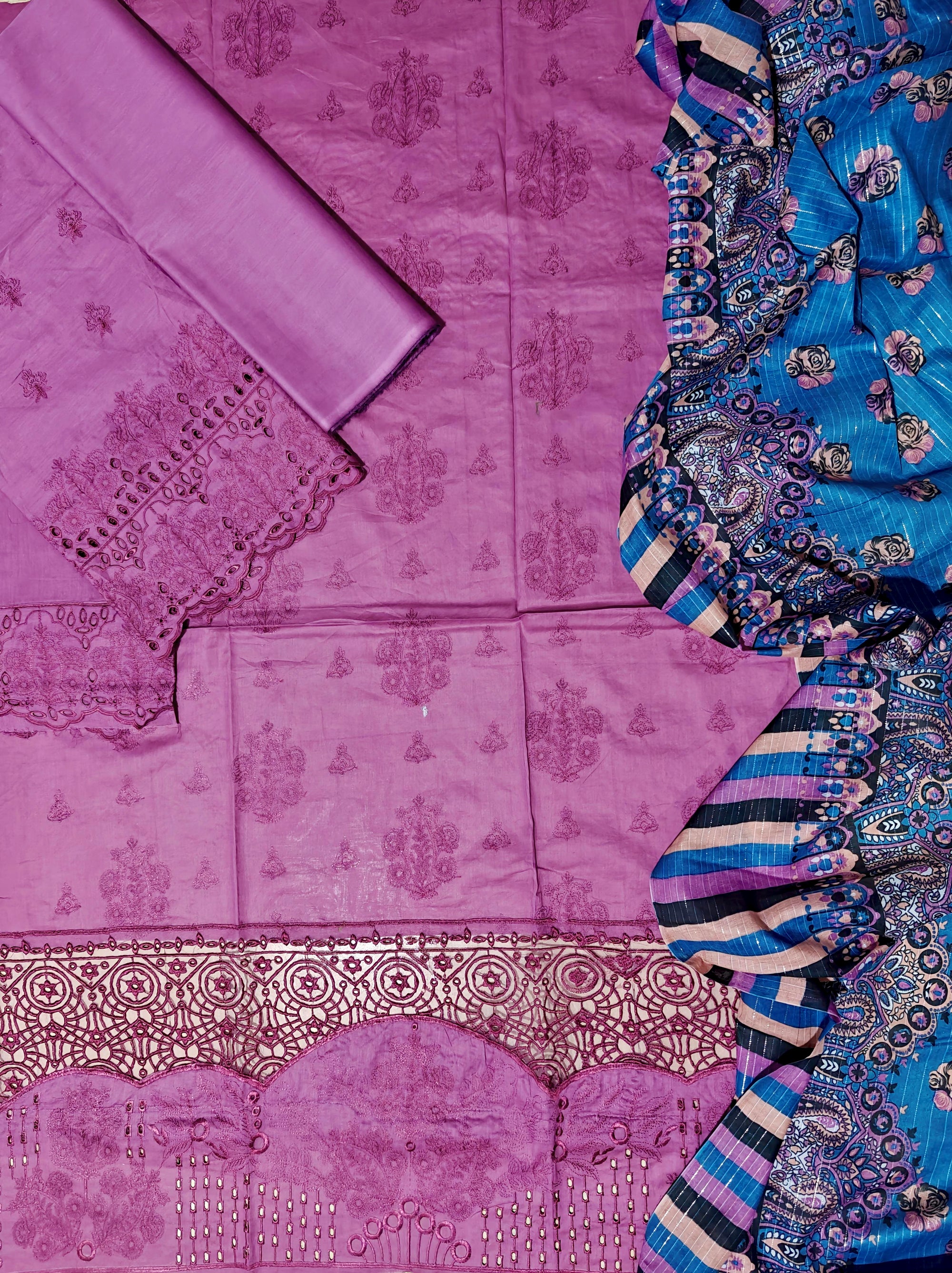 YASHFA NOOR LAWN CHIKANKARI COLLECTION UNSTICHED 3PC YC03