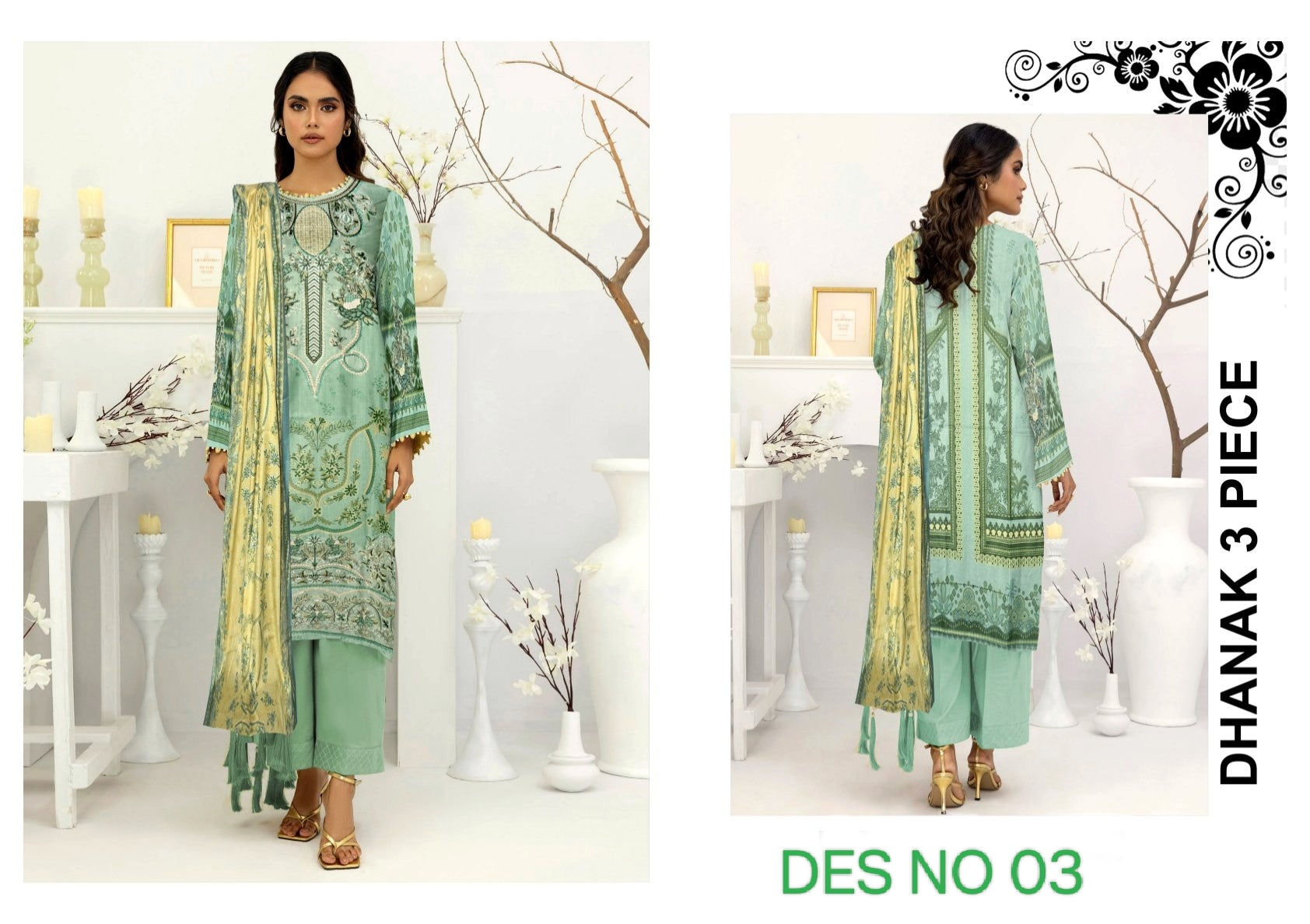 DHANAK EMBROIDERY COLLECTION 3PC