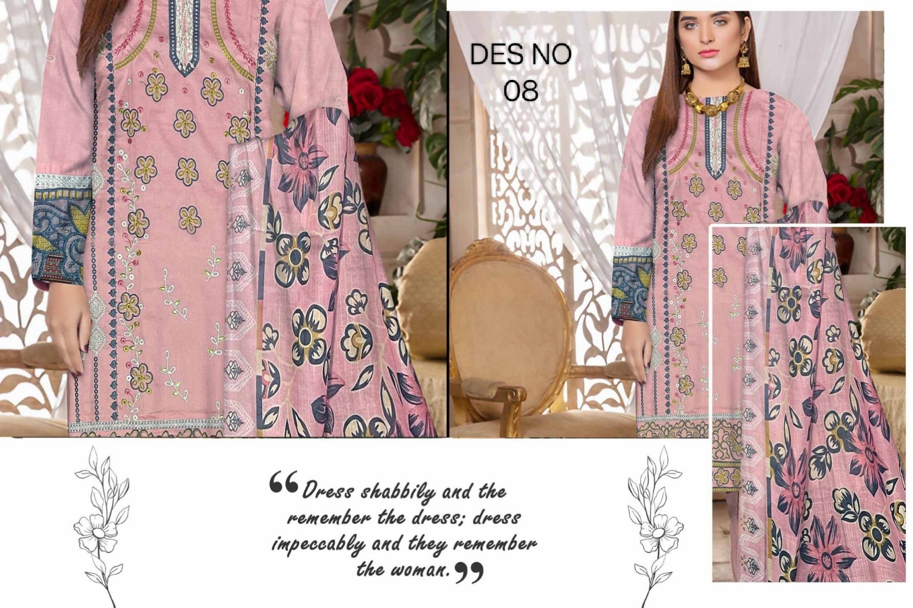 LUXURY EMBROIDERED LAWN COLLECTION 3PC EYN08