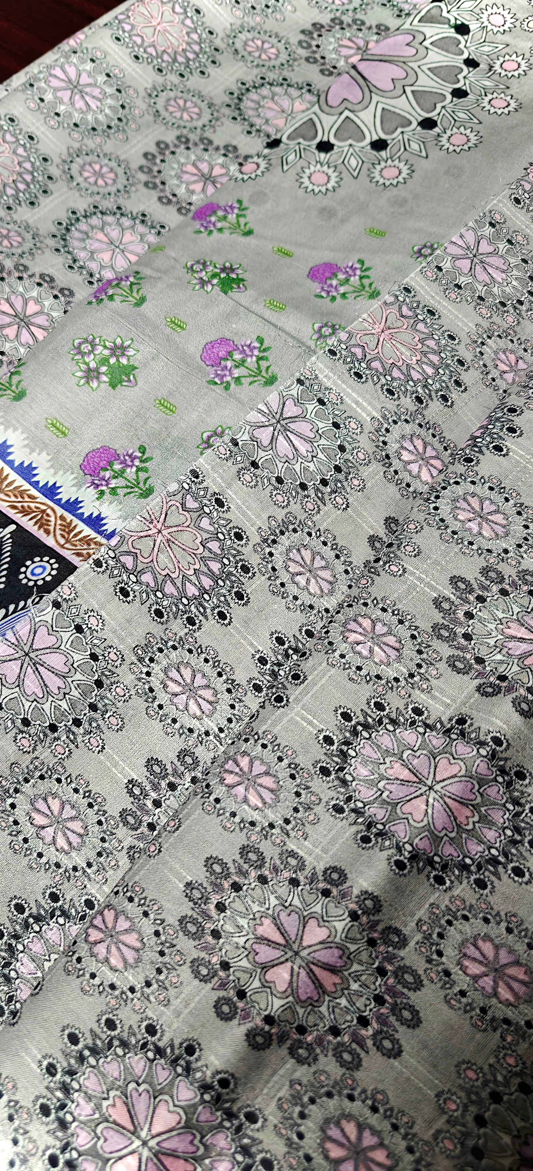YASHFA NOOR PRINTED LAWN DABI JACQUARD ALLOVER STYLE COLLECTION (3D BANA DORA ) 3PC UNSTICHED YDJ25