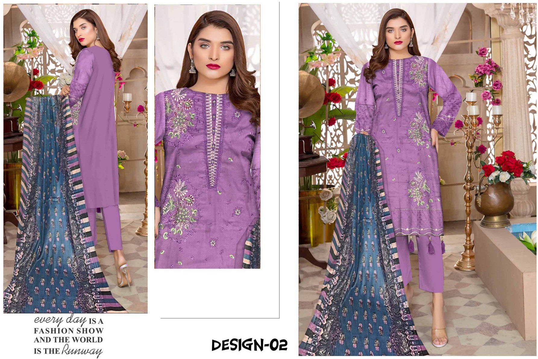 LUXURY EMBROIDERED LAWN COLLECTION 3PC EYN02