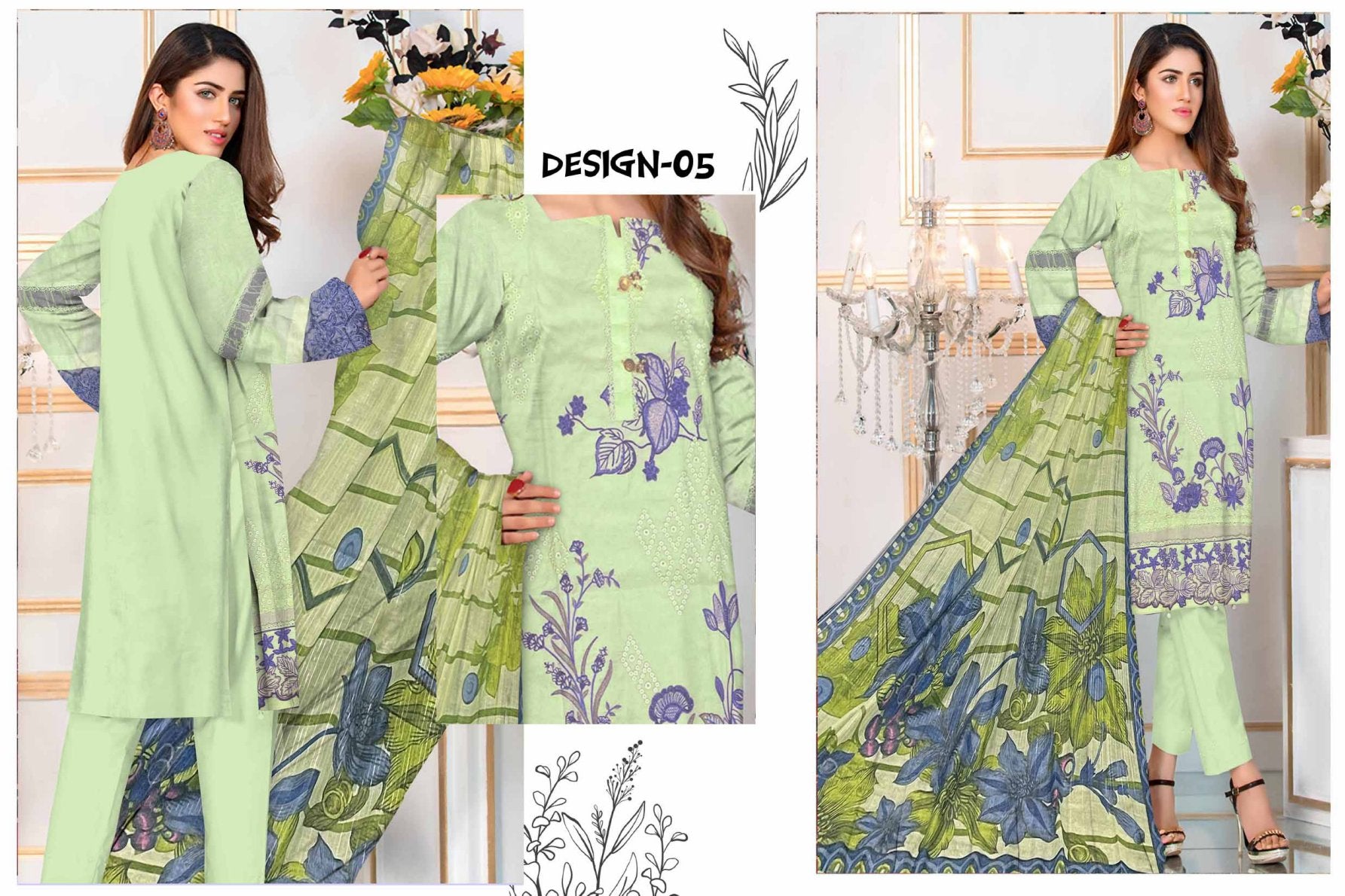LUXURY EMBROIDERED LAWN COLLECTION 3PC EYN05