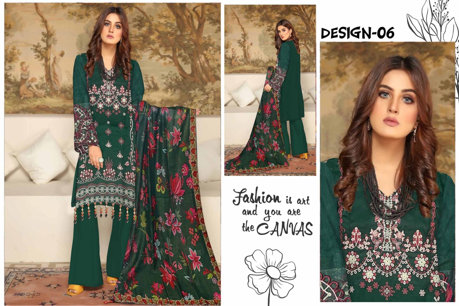LUXURY EMBROIDERED LAWN COLLECTION 3PC EYN06