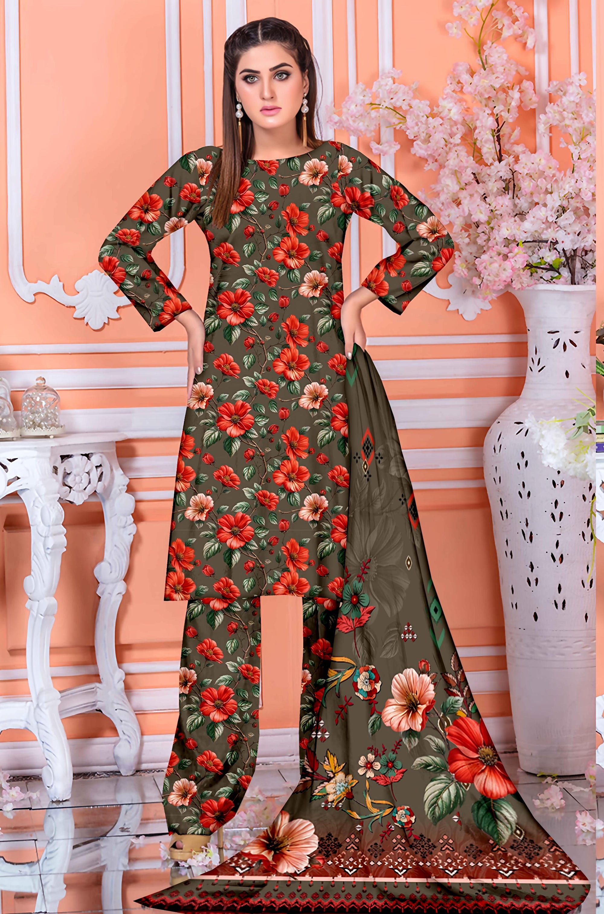 PRINTED LAWN BAROQUE COLLECTION 3pc UNSTICHED BP08