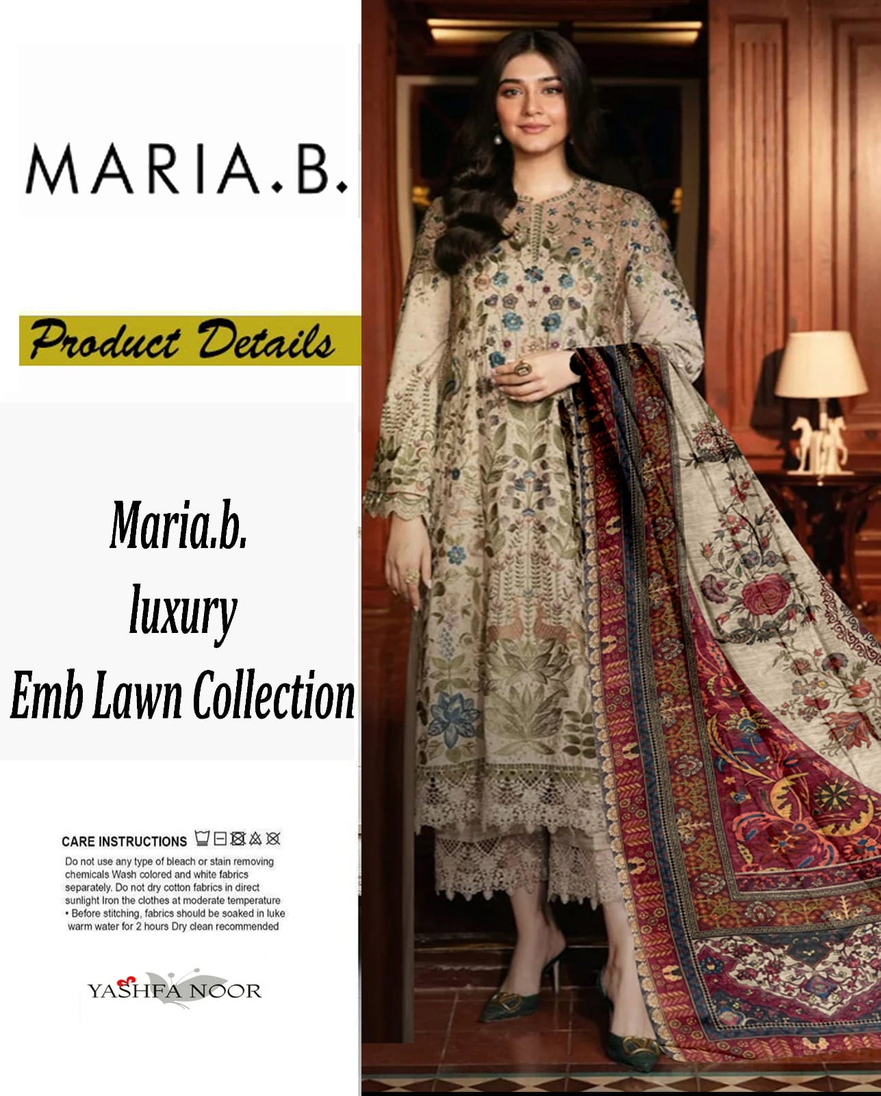 EMBROIDERY LAWN COLLECTION MARIA B REPLICA HIT DESIGNS YMB04