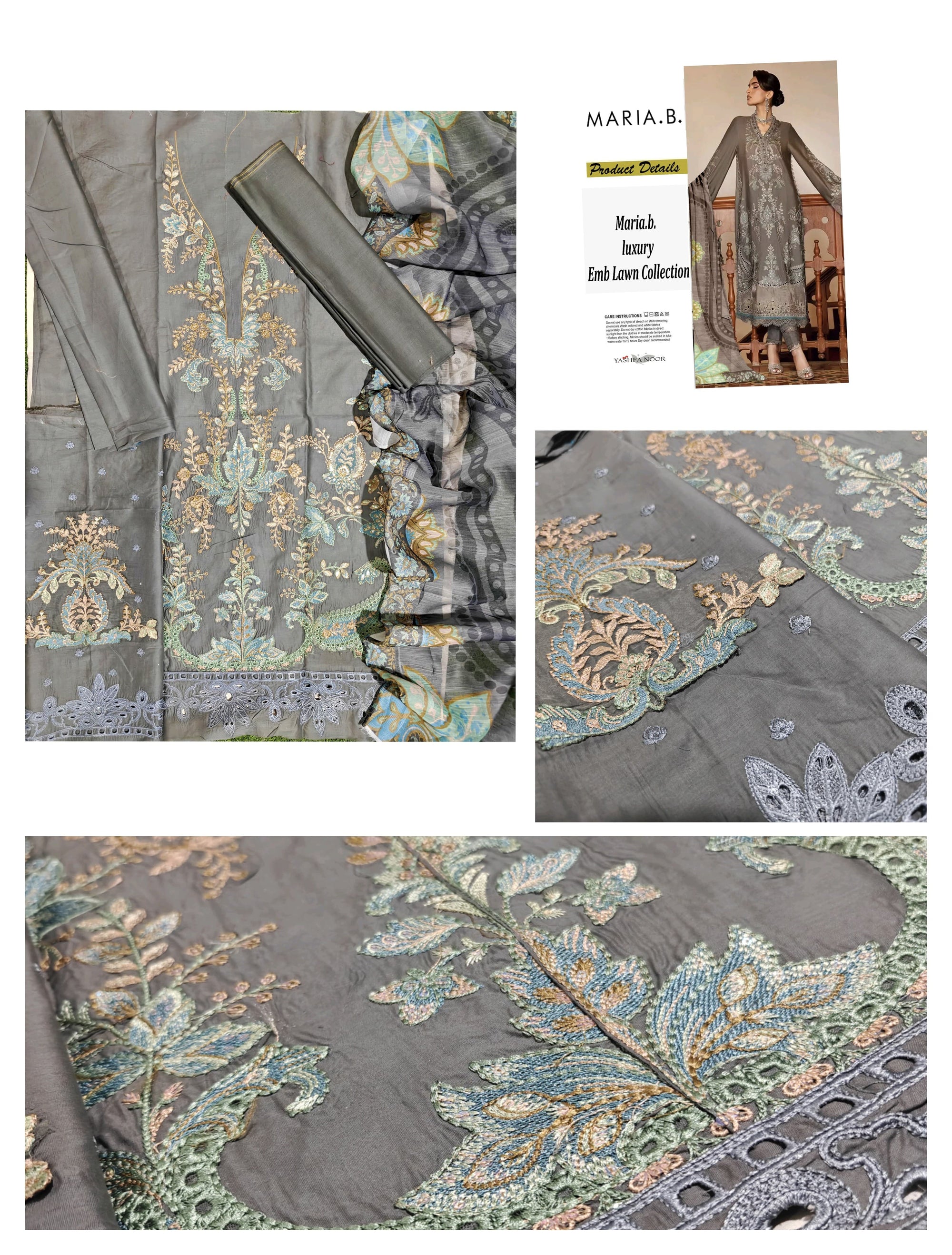 EMBROIDERY LAWN COLLECTION MARIA B REPLICA HIT DESIGNS YMB02