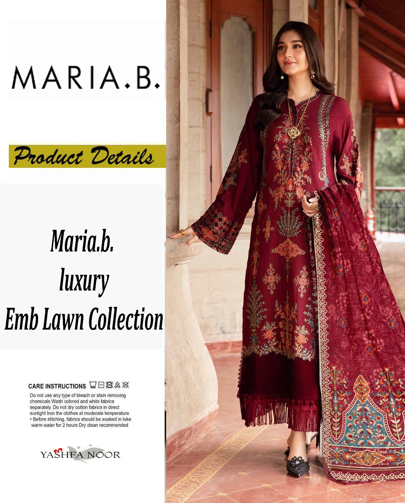 EMBROIDERY LAWN COLLECTION MARIA B REPLICA HIT DESIGNS YMB01