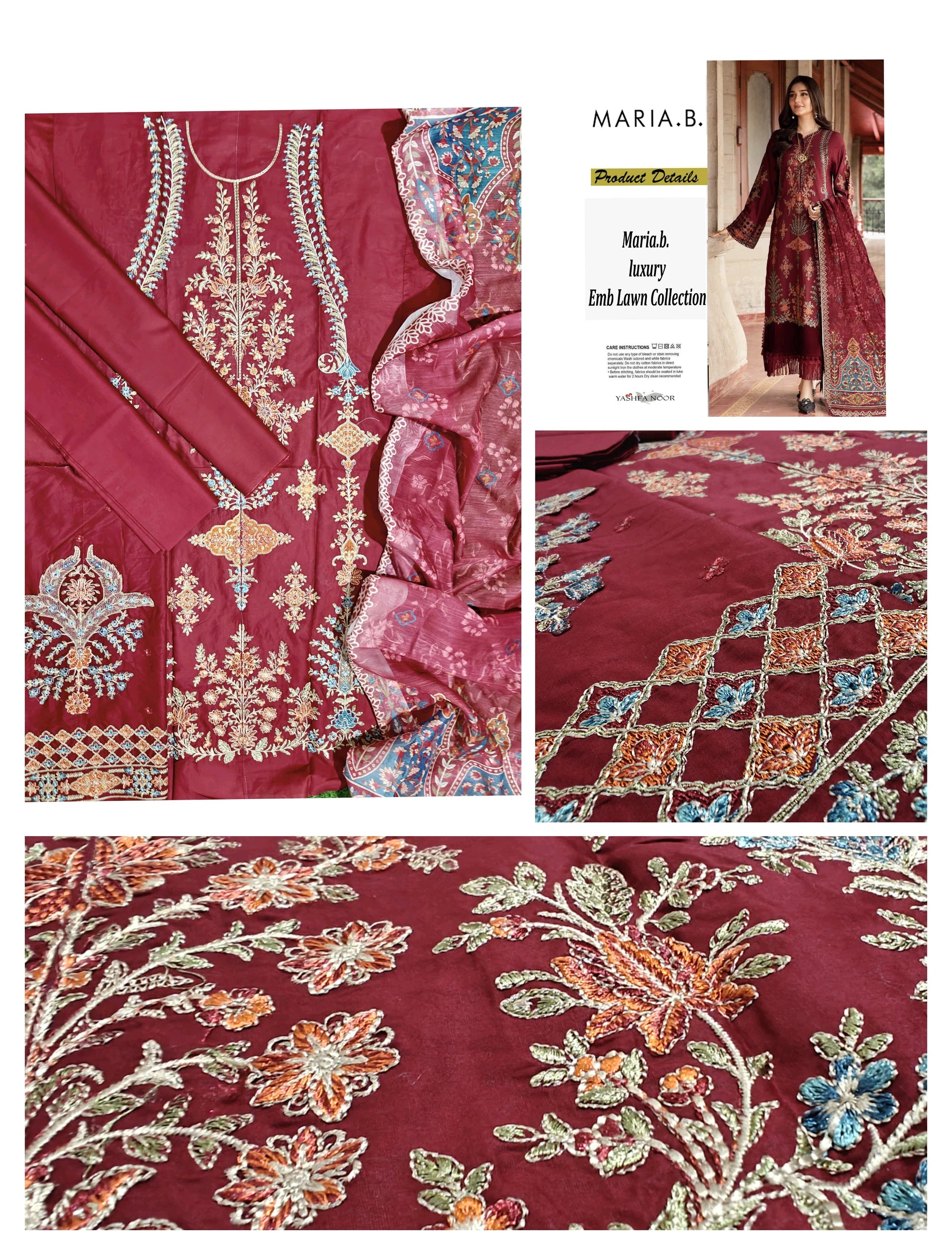 EMBROIDERY LAWN COLLECTION MARIA B REPLICA HIT DESIGNS YMB01