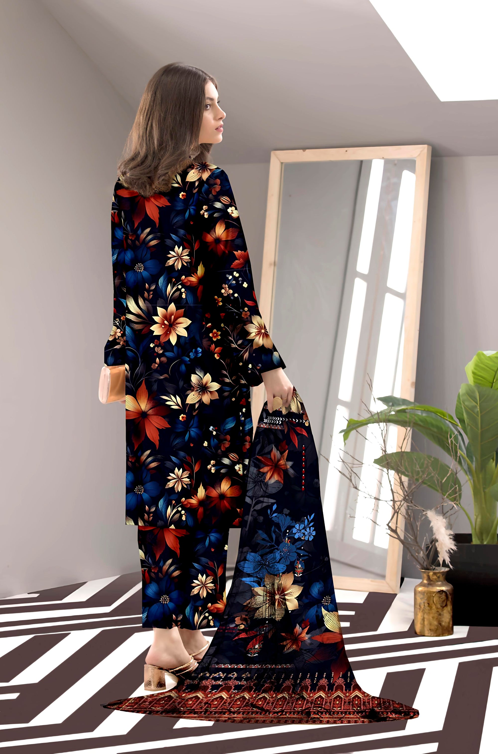 PRINTED LAWN BAROQUE COLLECTION 3pc UNSTICHED BP02