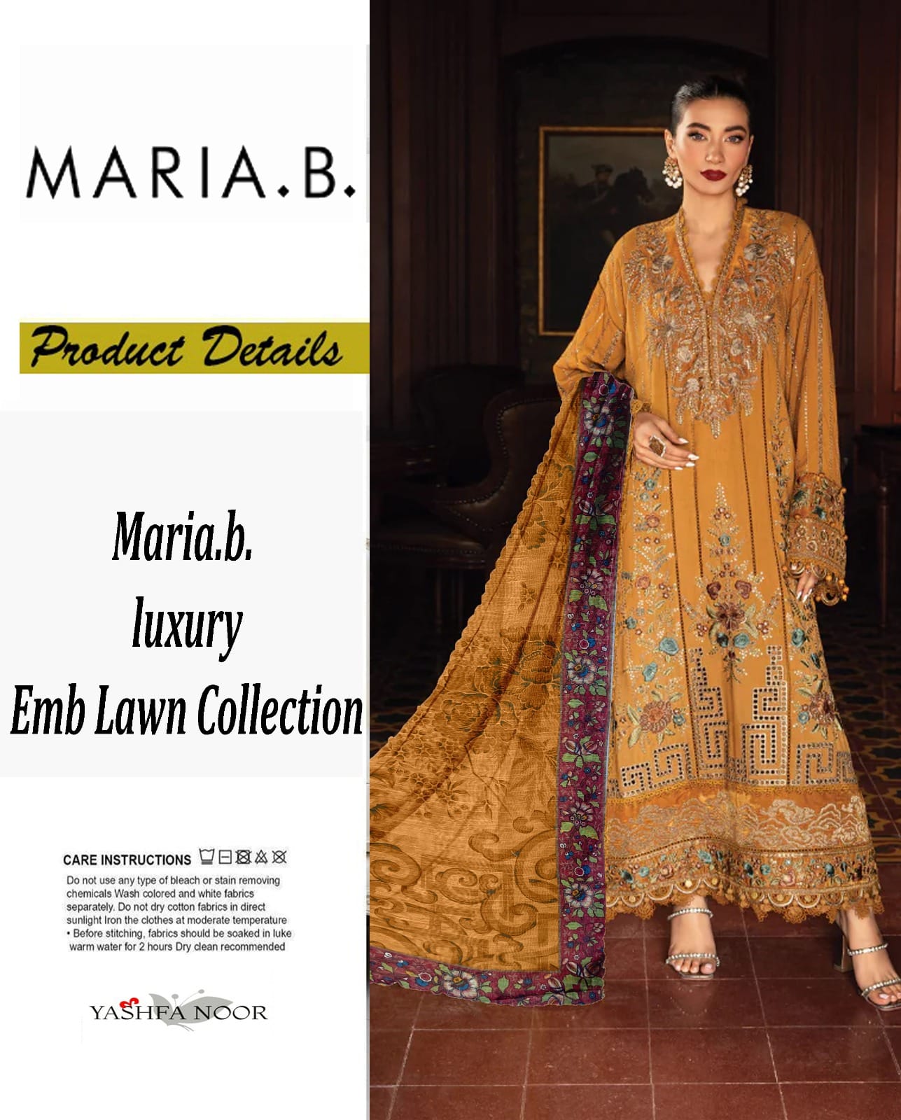 EMBROIDERY LAWN COLLECTION MARIA B REPLICA HIT DESIGNS YMB03