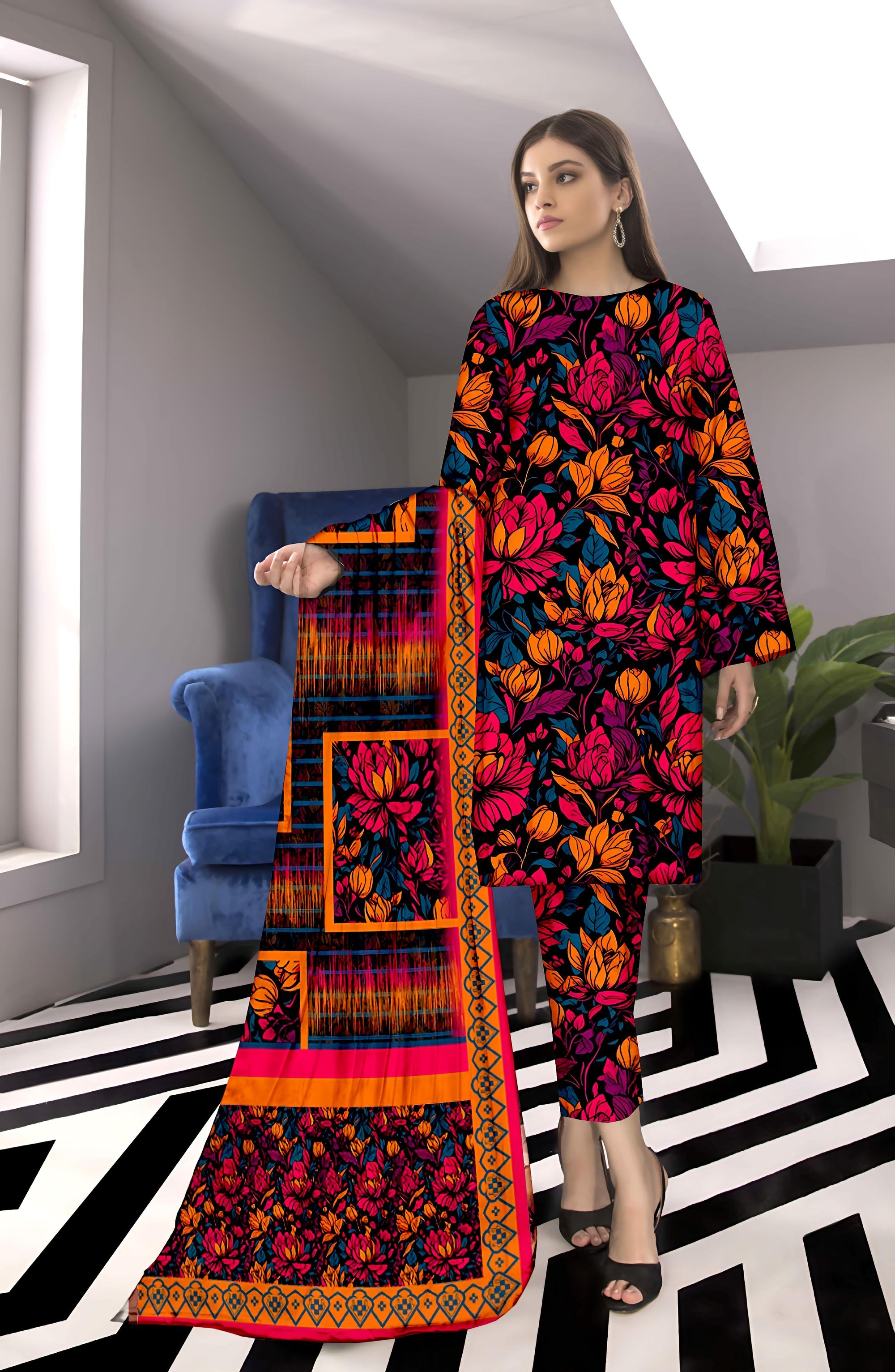 PRINTED LAWN BAROQUE COLLECTION 3pc UNSTICHED BP06
