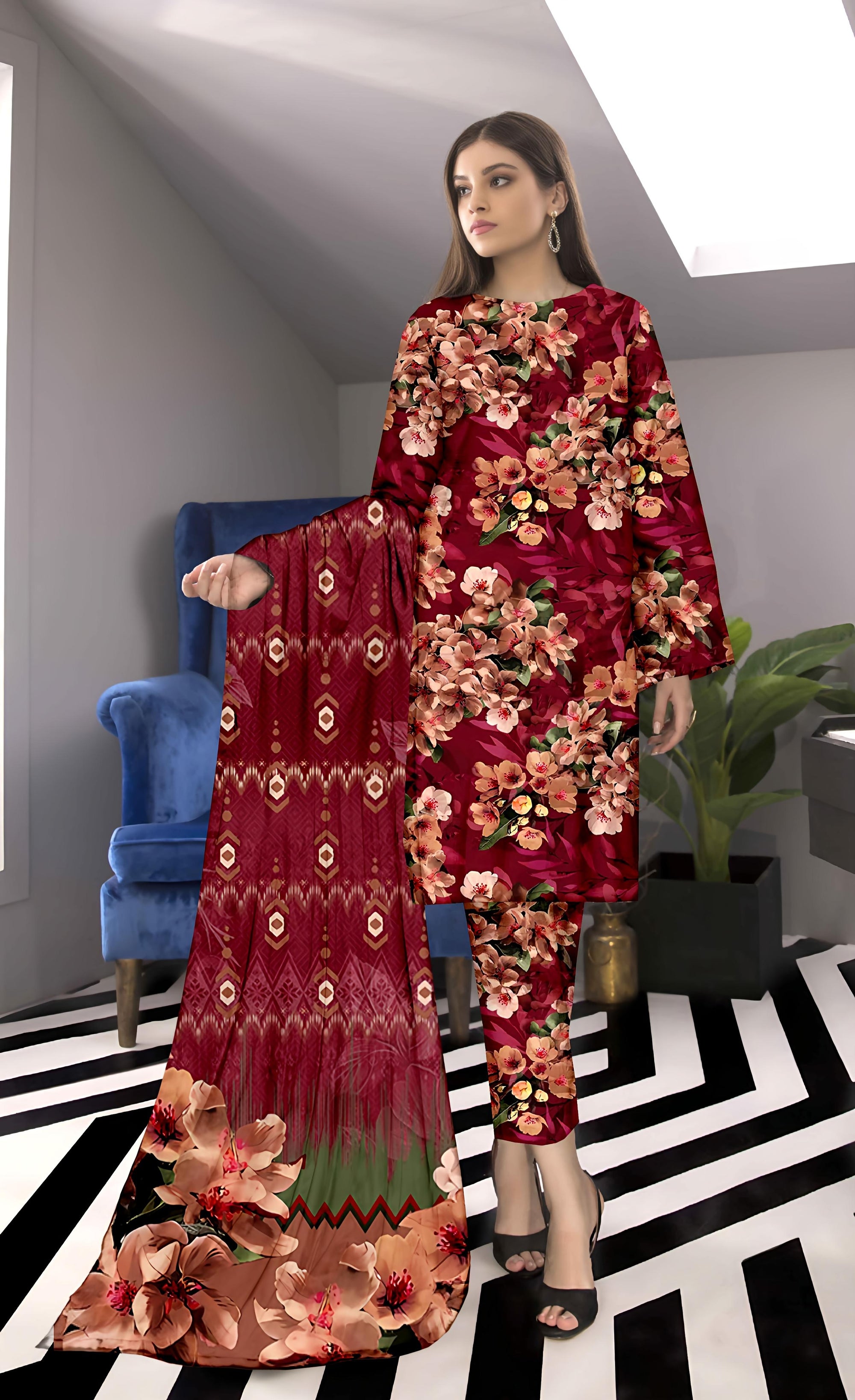 PRINTED LAWN BAROQUE COLLECTION 3pc UNSTICHED BP05