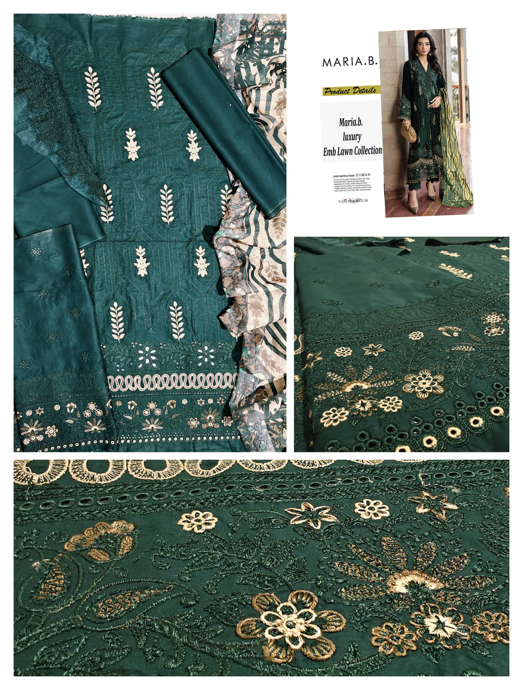 EMBROIDERY LAWN COLLECTION MARIA B REPLICA HIT DESIGNS YMB05