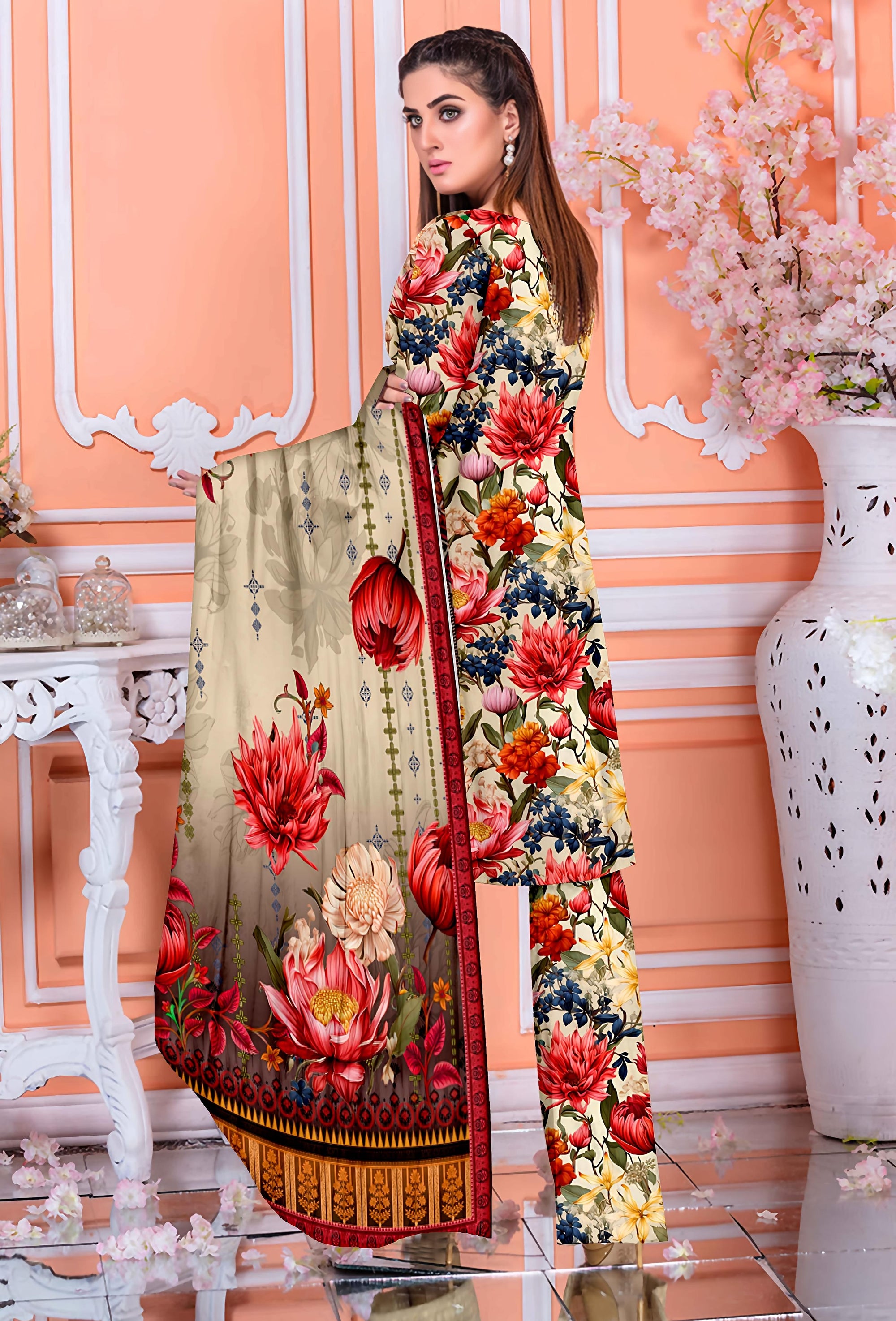PRINTED LAWN BAROQUE COLLECTION 3pc UNSTICHED BP07