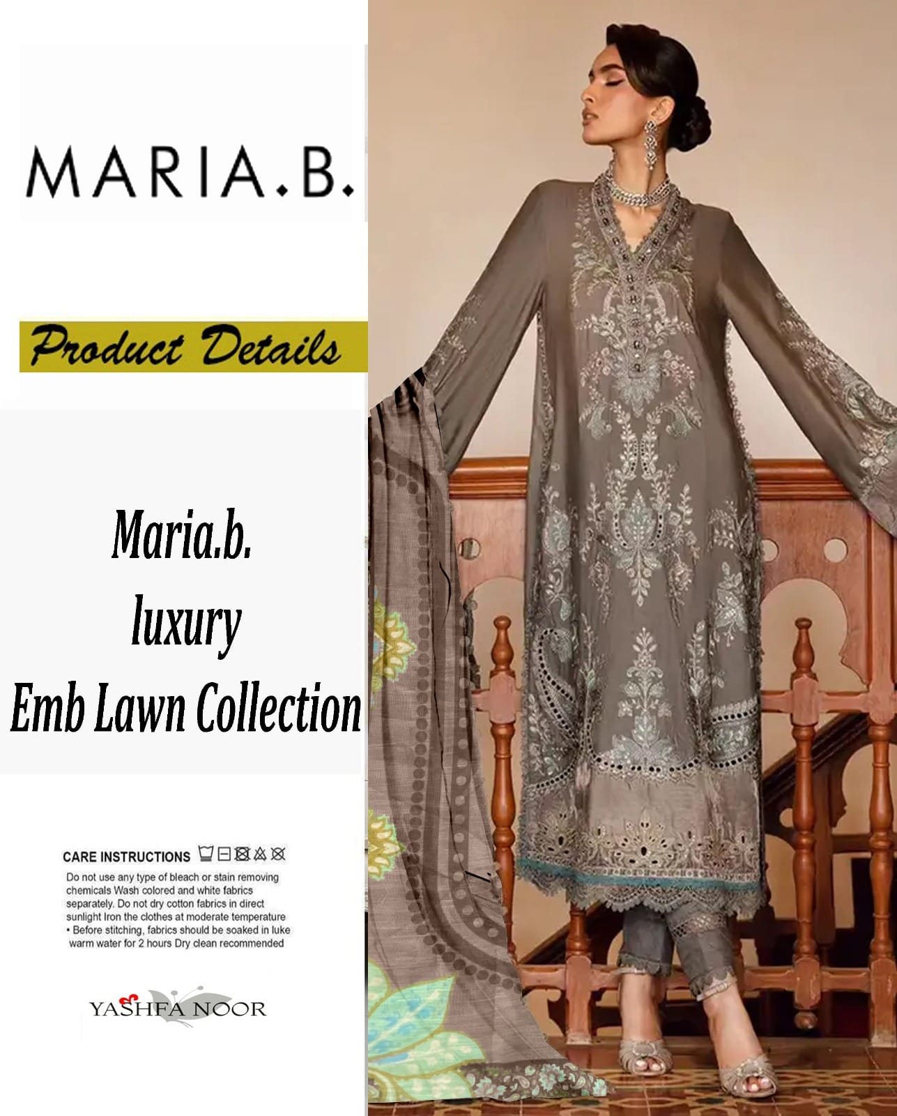 EMBROIDERY LAWN COLLECTION MARIA B REPLICA HIT DESIGNS YMB02