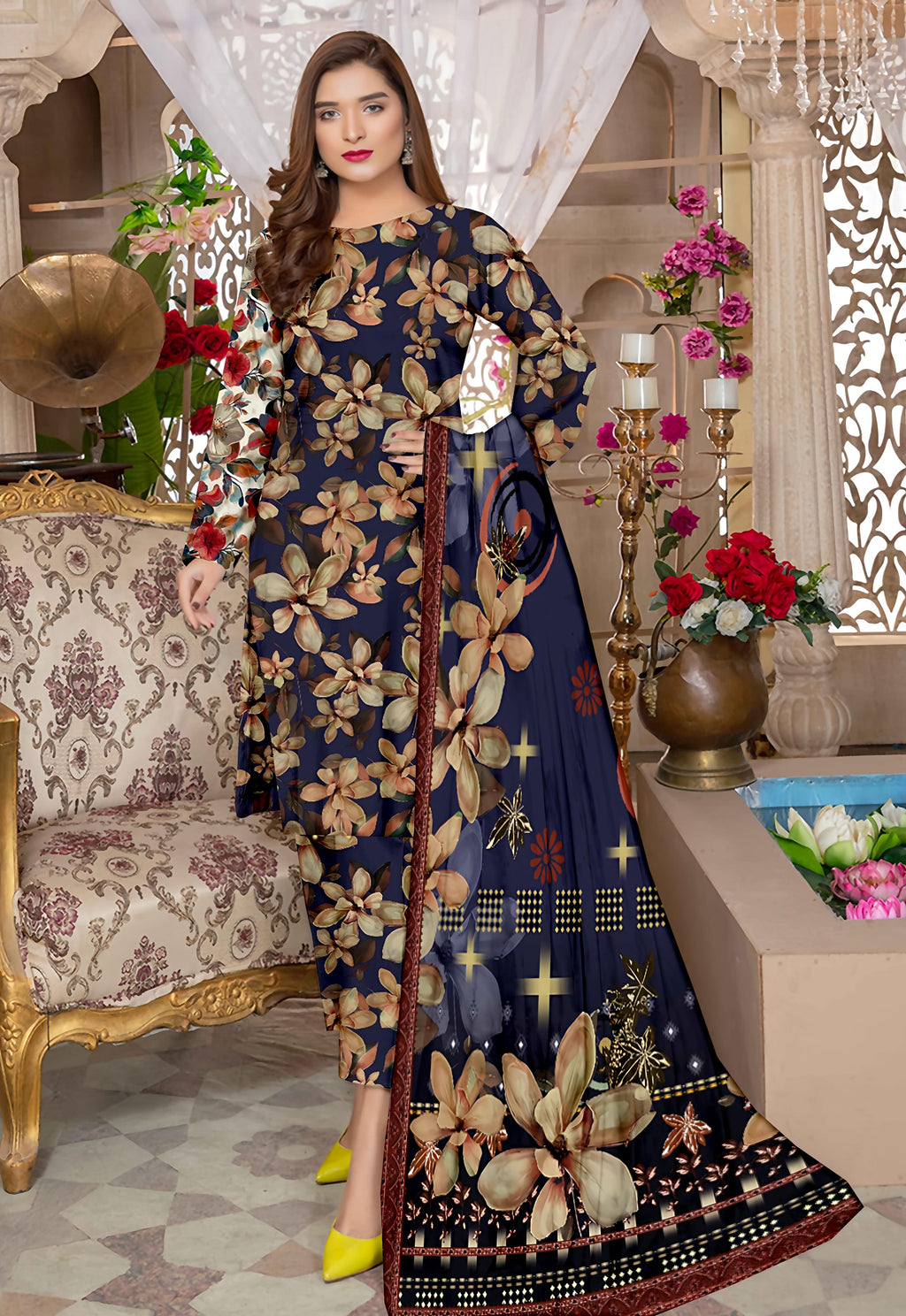 PRINTED LAWN BAROQUE COLLECTION 3pc UNSTICHED BP10
