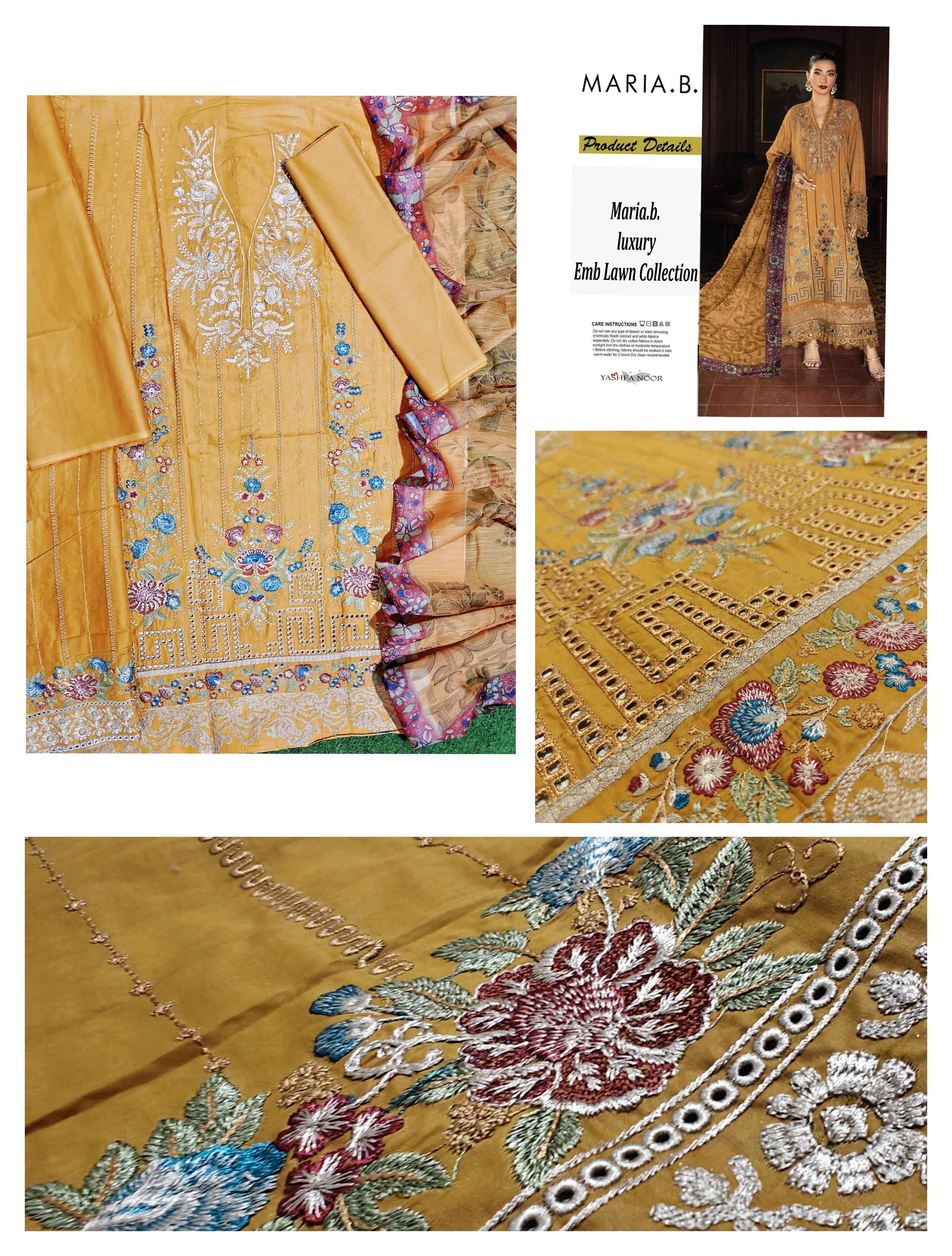 EMBROIDERY LAWN COLLECTION MARIA B REPLICA HIT DESIGNS YMB03
