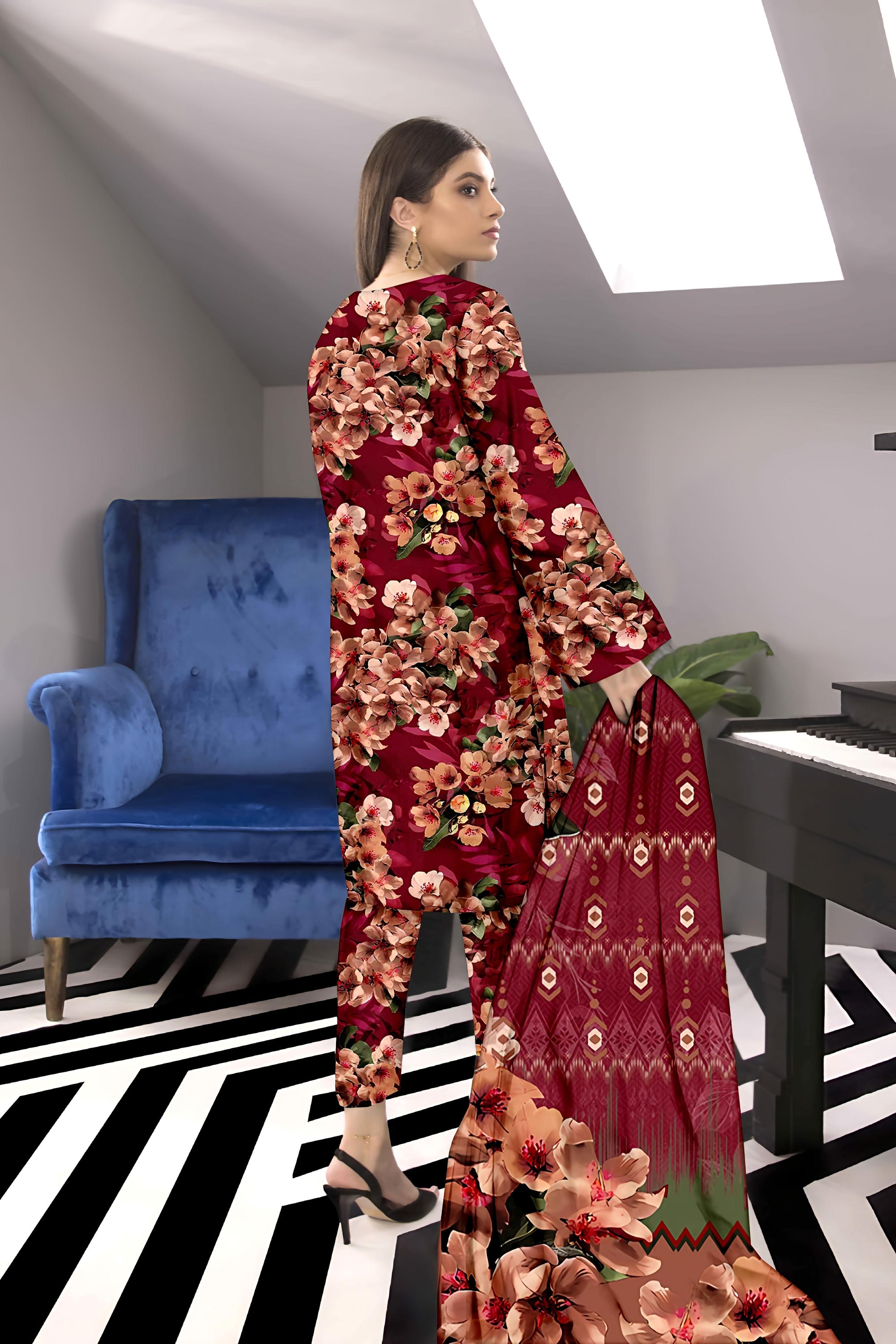 PRINTED LAWN BAROQUE COLLECTION 3pc UNSTICHED BP05