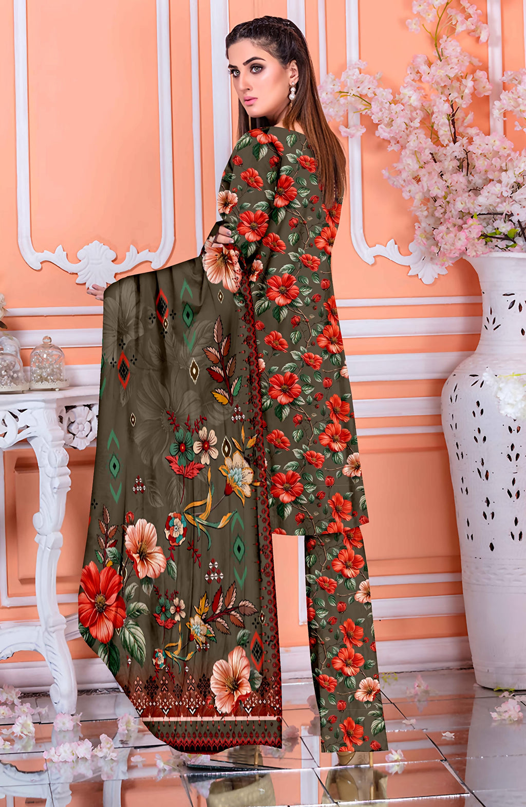 PRINTED LAWN BAROQUE COLLECTION 3pc UNSTICHED BP08